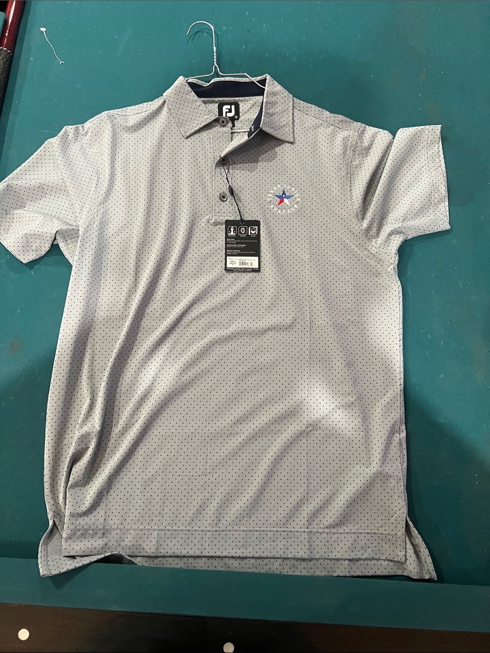 FootJoy Gray Microdot Performance Polo with Star Crest